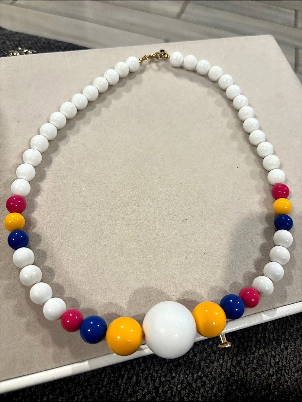 Park Lane Beaded Statement Necklace in White & Multicolor